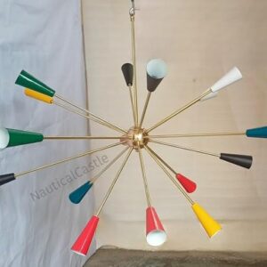 Brass Sputnik Chandelier Light 16 Arm - Mid Century Italian Stilnovo Style Light - Nordic Lamp Chandelier Ceiling Hanging light