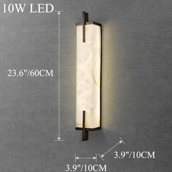 Square milky white natural marble lampshade modern alabaster lighting hotel wall lamp - Image 3