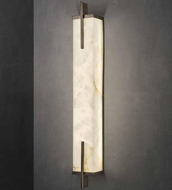 Square milky white natural marble lampshade modern alabaster lighting hotel wall lamp