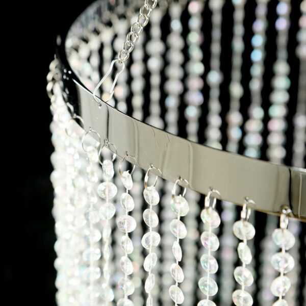 Large Metal & Crystal Beaded Hanging Chandeliers - Image 3