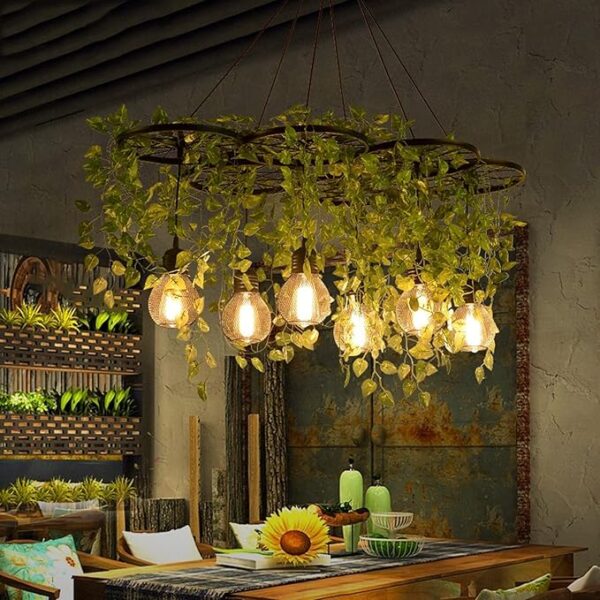 Large green flower plants custom interior decoration project chandelier chandelier movable chandelier - Image 3