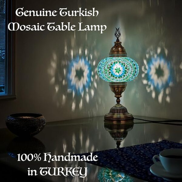 New Tiffany Design Turkish Mosaic Glass Table Lamp - Image 2